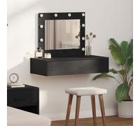 Table De Maquillage Murale Vidaxl Avec Des Lumières Led En Chêne Noir Noir