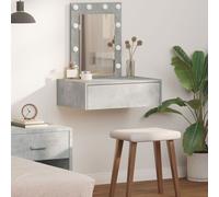 Table de maquillage murale vidaXL avec éclairage LED en béton gris