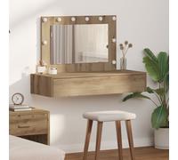 vidaXL Table de Maquillage Murale avec Lumières LED Chêne Artisan