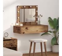 Table De Maquillage Murale Vidaxl Avec Lumières Led En Bois Vieilli