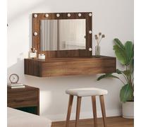 Table De Maquillage Murale Vidaxl Avec Lumières Led En Chêne Brun Brun