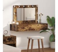Table De Maquillage Murale Vidaxl Avec Lumières Led En Chêne Fumé