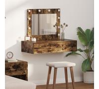 Table De Maquillage Murale Vidaxl Avec Lumières Led En Chêne Fumé