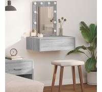 Table de maquillage murale vidaXL avec lumières LED Gris Sonoma