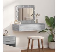 Table de maquillage murale vidaXL avec lumières LED Gris Sonoma