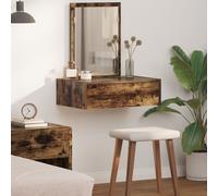 vidaXL Table de Maquillage Murale en chêne fumé 60x40x70 cm