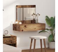 vidaXL Table de Maquillage Rustique avec Grand Rangement Et Miroir Décoratif pour Maquillage | Vanity en Bois Taille : 83 X 40 70 cm Idéale pour Chambre D'Office