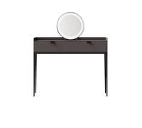 Table de maquillage rectangulaire moderne avec miroir LED, tiroirs de grande capacité, design minimaliste, cadre en métal, parfait pour chambre à coucher et dressing
