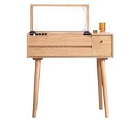 Table de Maquillage Small Vanity Desk, Makeup Vanity with Flip Top Mirror, Dressing Table with Drawer, Makeup Table Writing Desk, Vanity Table for Kids Girls Women Coiffeuse Moderne(Natural)