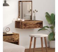 Table De Maquillage Suspendue Vidaxl En Bois Vieilli 60x40x70 Cm