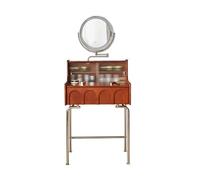 Table de Maquillage Vanité de maquillage en bois Vintage avec miroir, petite Table de vanité for chambre à coucher, organisateur de coiffeuse, meubles de vestiaire de chambre à coucher Coiffeuse Moder