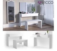 Table de maquillage Vicco Azur table de maquillage commode de coiffeuse blanche brillante