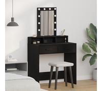 Table De Maquillage Vidaxl Avec Des Lumières Led En Chêne Noir 79x41x140 Cm Noir