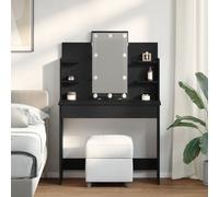 Table de maquillage vidaXL avec éclairage LED Chêne noir 96x40x142 cm