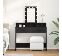 Table De Maquillage Vidaxl Avec Éclairage Led En Chêne Noir 100x41x140 Cm Noir