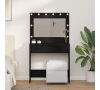 Table De Maquillage Vidaxl Avec Led, Chêne Noir 78,5x41x135 Cm Noir