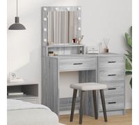 Table De Maquillage Vidaxl Avec Lumière Led Gris Sonoma 50x41x135 Cm Gris