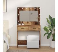 Table De Maquillage Vidaxl Avec Lumières Led Bois Ancien 78,5x41x135 Cm