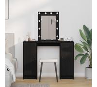 Table De Maquillage Vidaxl Avec Lumières Led Chêne Noir 102x33x135 Cm