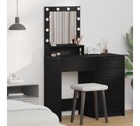 Table De Maquillage Vidaxl Avec Lumières Led, En Chêne Noir, 50x41x135 Cm Noir