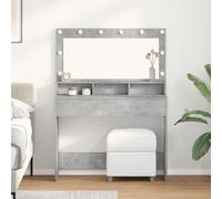 Table De Maquillage Vidaxl Avec Lumières Led En Gris Béton 100x41x135 Cm Gris