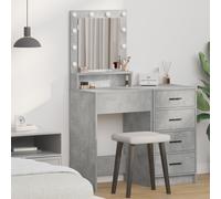 Table De Maquillage Vidaxl Avec Lumières Led, Gris Béton, 50x41x135 Cm Gris