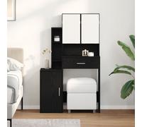 Table De Maquillage Vidaxl Avec Miroir Et Lumières Led En Chêne Noir Bois D'ingénierie Noir