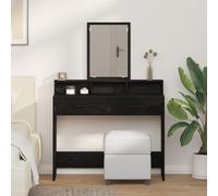 Table De Maquillage Vidaxl Avec Tiroirs En Chêne Noir 100x41x140 Cm Noir