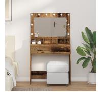 vidaXL Table de maquillage avec lumières LED en bois vieilli 79x41x135 cm