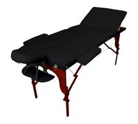 Vivezen - Table de massage pliante 3 zones bois foncé panneau Reiki, accessoires et housse Noir