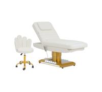 Table de massage électrique avec tabouret roulant - 3 moteurs - 300 W - 188 x 70 x 59 - 80 cm - 200 kg - blanc/doré | physa