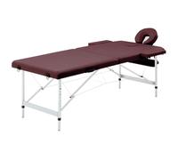 vidaXL Table de Massage Pliable Lit de Massage Banc Canapé Thérapie Cosmétique Portable Professionnel Shiatsu Reiki 2 Zones Aluminium Violet Vin Pourpre