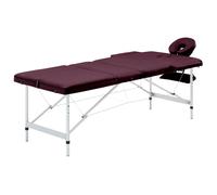 vidaXL Table de Massage Pliable Lit de Massage Banc Canapé Thérapie Cosmétique Portable Professionnel Shiatsu Reiki 3 Zones Aluminium Violet Vin Pourpre