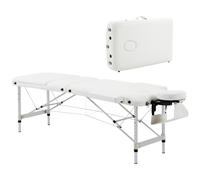 Table De Massage Pliable 3 Zones Hauteur Réglable Dim. 215l X 60l X 61-84h Cm Alu. Synthétique Pvc Blanc