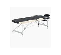 vidaXL Table de massage pliante 3 zones Aluminium Noir et Beige
