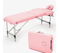 Table de Massage Pliable, lit de Spa et de Salon Portable réglable en Hauteur de 62 à 84 cm avec Appui-tête et accoudoirs ergonomiques, lit d'esthéticienne Professionnel en Cuir PU,Rose,186 * 70cm