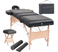 Table de Massage Pliable Tabouret Noir Lit de Massage Chaise Massage vidaXL