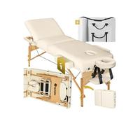 Table de massage pliante 3 zones avec rembourrage 7,5 cm châssis en bois beige pliable transportable