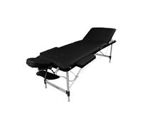 Vivezen Table de massage pliante 3 zones en aluminium + accessoires et housse de transport - Neuf coloris - Norme CE - Noir