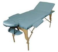 Table de massage pliante 3 zones en bois avec panneau Reiki + Accessoires et housse de transport - Bleu pastel Bleu pastel G