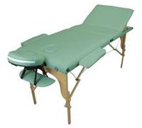 Table de massage pliante 3 zones en bois avec panneau Reiki + Accessoires et housse de transport - Vert pastel Vert pastel G