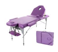 Table de Massage Pliante en Aluminium QUIRUMED, 186 x 66 cm, capitonnage 14 cm, Simili-Cuir, Couleur Violet, Hauteur réglable, Dossier Rabattable, légèreté, jusqu'à 150 kg
