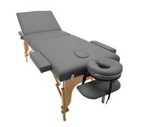 Table de Massage Pliante en Bois MIA Noir, Ivoire, Gris, Bleu, Rose, 60 ou 70cm, 3 Plans légère avec Sac de Transport et Accessoires (Gris, Largeur 60 cm)