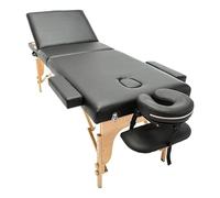 Table de Massage Pliante en Bois MIA Noir, Ivoire, Gris, Bleu, Rose, 60 ou 70cm, 3 Plans légère avec Sac de Transport et Accessoires (Noir, Largeur 60 cm)