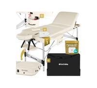 tectake® Table de Massage Pliante Professionnelle 3 Zones Aluminium Cosmetique Lit de Massage Table Esthetique Tatouage Portable avec Appuie-tête Amovible Repose Bras, Housse de Transport Incluse