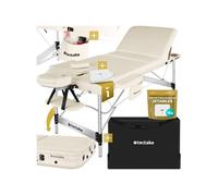 tectake® Table de Massage Pliante Professionnelle 3 Zones Aluminium Cosmetique Lit de Massage Table Esthetique Tatouage Portable avec Appuie-tête Amovible Repose Bras, Housse de Transport Incluse