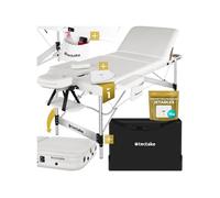 tectake® Table de Massage Pliante Professionnelle 3 Zones Aluminium Cosmetique Lit de Massage Table Esthetique Tatouage Portable avec Appuie-tête Amovible Repose Bras, Housse de Transport Incluse