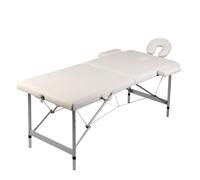 Table de Massage Pliante Lit de massage 2 Zones Crème Cadre Aluminium Sac vidaXL