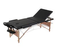 Table de Massage Pliante Lit de massage 3 Zones Bleu Cadre Bois avec sac vidaXL