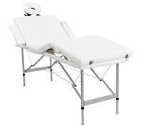 Table de Massage Pliante Lit de massage 4 Zones Crème Cadre Aluminium Sac vidaXL